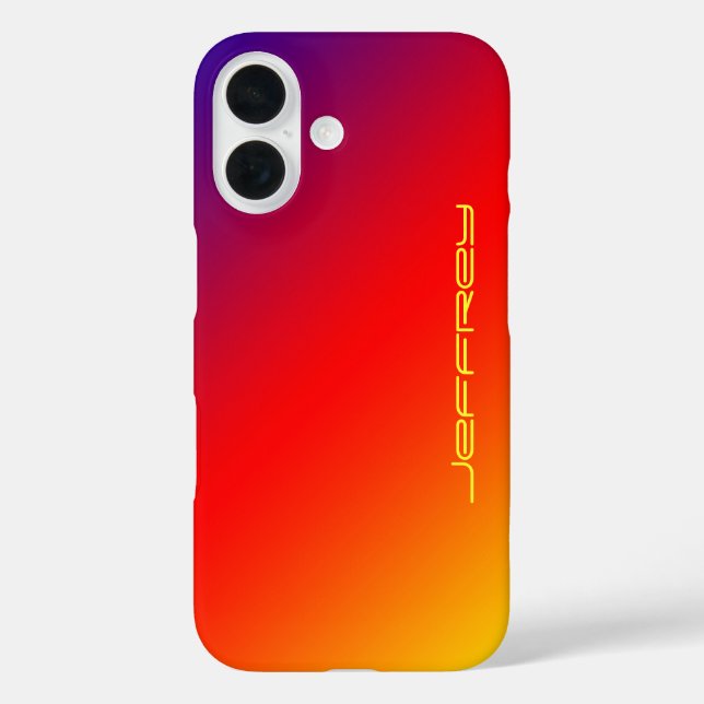 Colourful Modern Vivid Rainbow, Personalized Name Case-Mate iPhone Case (Back)