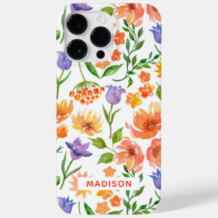 Colourful Modern Watercolor Floral Personalized Case-Mate iPhone 14 Pro Max Case