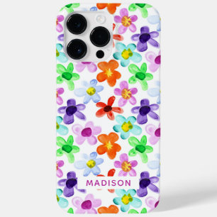 Colourful Modern Watercolor Floral Personalized Case-Mate iPhone 14 Pro Max Case