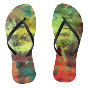 Colourful Modern Wood Grain Background #3 Flip Flops