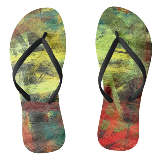 Colourful Modern Wood Grain Background #3 Flip Flops (Footbed)