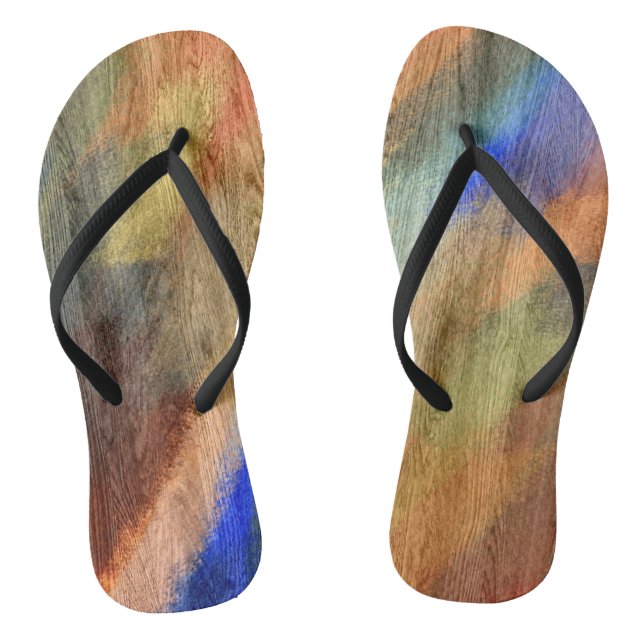 Colourful Modern Wood Grain Background #46 Flip Flops (Footbed)