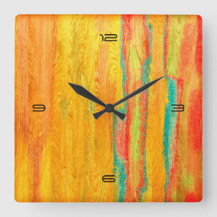 Colourful Modern Wood Grain Background #5 Square Wall Clock