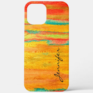 Colourful Modern Wood Grain Background iPhone 12 Pro Max Case