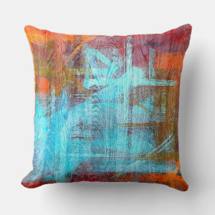 Colourful Modern Wood Grain Background Throw Pillow