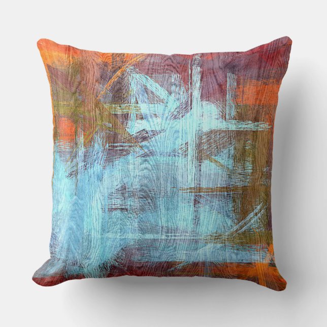 Colourful Modern Wood Grain Background Throw Pillow (Front)