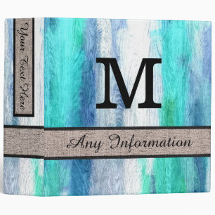 Colourful Modern Wood Grain Monogram #14 Binder