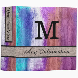 Colourful Modern Wood Grain Monogram #15 Binder