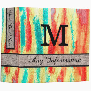 Colourful Modern Wood Grain Monogram #18 Binder