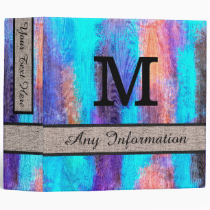 Colourful Modern Wood Grain Monogram #24 Binder