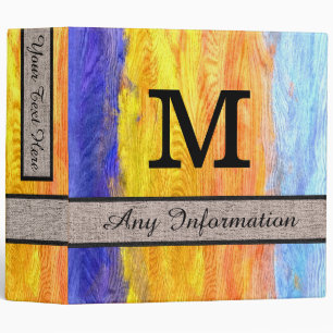 Colourful Modern Wood Grain Monogram #27 Binder