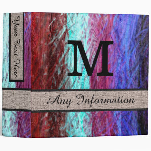 Colourful Modern Wood Grain Monogram #28 Binder