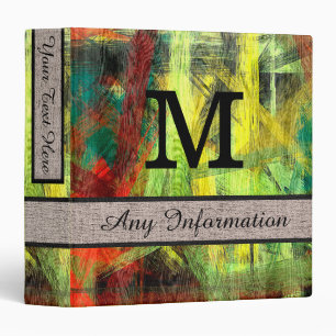 Colourful Modern Wood Grain Monogram #2 Binder
