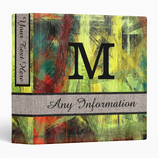 Colourful Modern Wood Grain Monogram #2 Binder (Front/Spine)