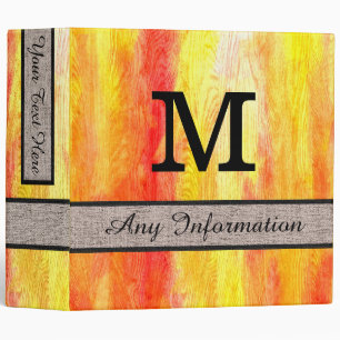 Colourful Modern Wood Grain Monogram #30 Binder