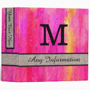 Colourful Modern Wood Grain Monogram #33 Binder