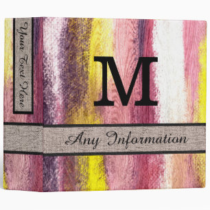 Colourful Modern Wood Grain Monogram #34 Binder