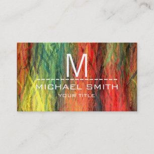 Colourful Modern Wood Grain Monogram #3 Business Card