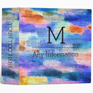 Colourful Modern Wood Grain Monogram #4 Binder