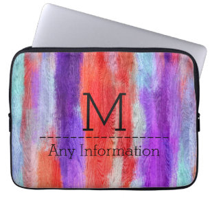 Colourful Modern Wood Grain Monogram #6 Laptop Sleeve
