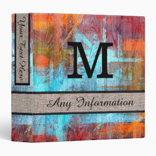 Colourful Modern Wood Grain Monogram Binder