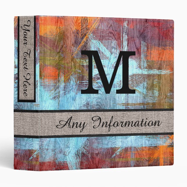 Colourful Modern Wood Grain Monogram Binder (Front/Spine)