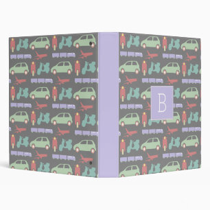 Colourful Modes of Transport Travel Icons Monogram Binder