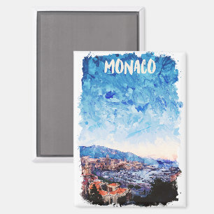 Colourful Monaco French Riviera Painting Magnet
