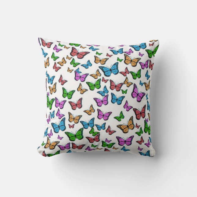Colourful Monarch Butterflies Throw Pillow (Front)