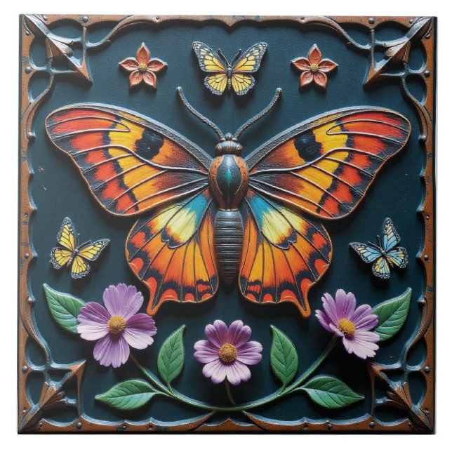 Colourful Monarch Tile (Front)