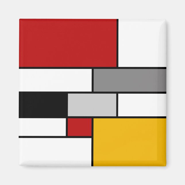 Colourful Mondrian inspiration Magnet (Front)