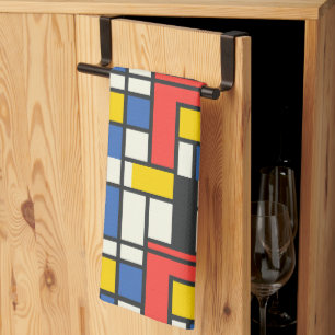 Colourful Mondrian Style Abstract Geometric Kitchen Towel