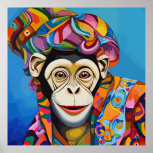Colourful Monkey Poster