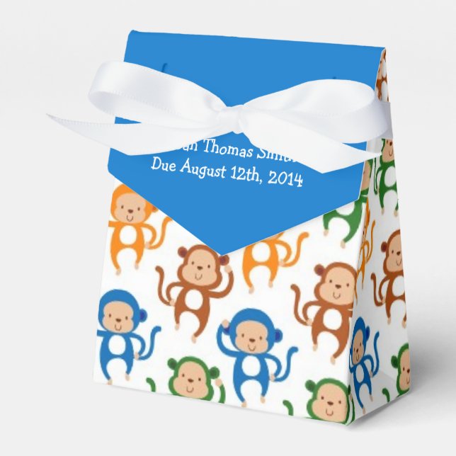 Colourful Monkey Theme Baby Shower Favor Box (Front Side)
