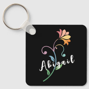Colourful Mono Simple Flower Black Keychain