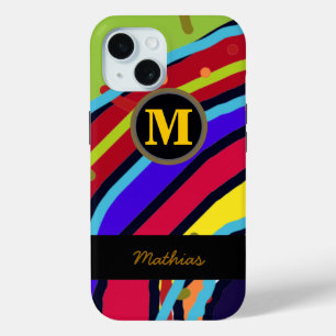 colourful monogram abstract cool iPhone 15 case