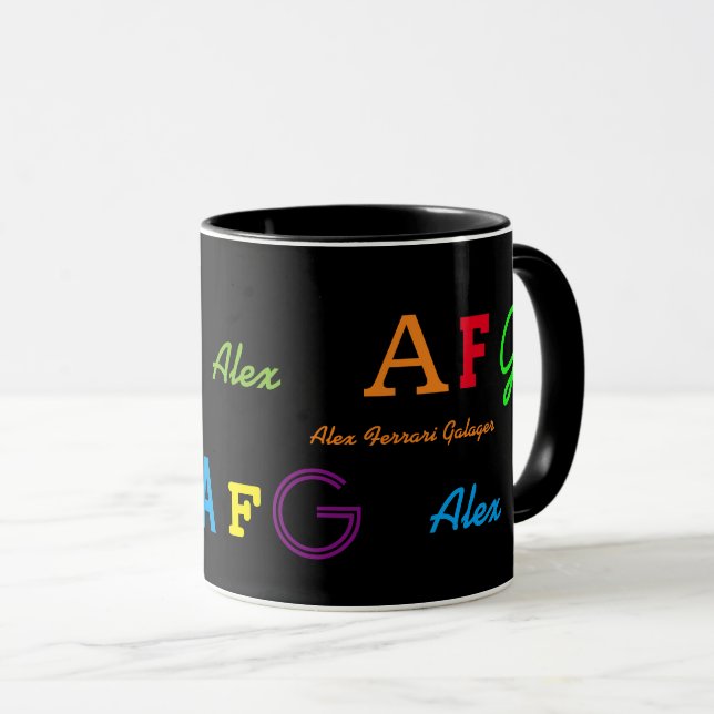 Colourful Monogram initials/name personalized Mug (Front Right)