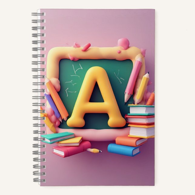 🖍️ Colourful Monogram Letter School Learning Set  Notebook (Front)