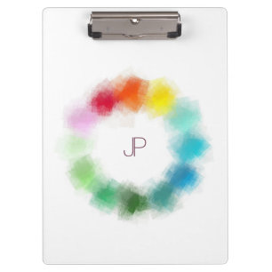 Colourful Monogram Modern Elegant Personalized Clipboard