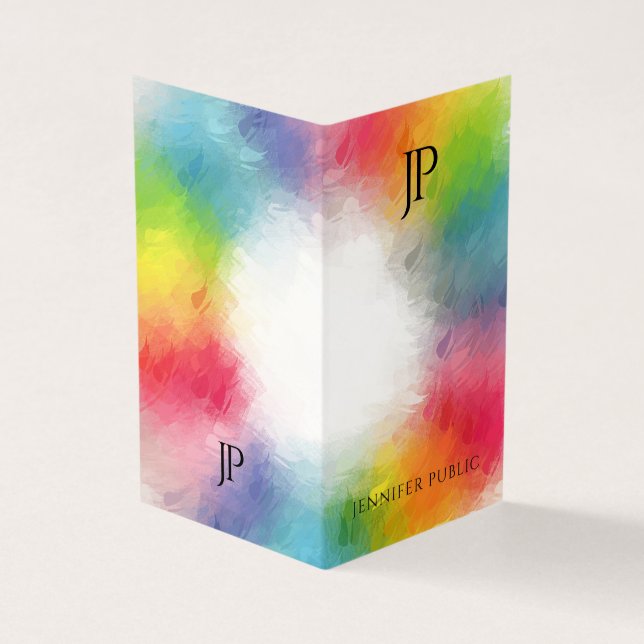 Colourful Monogram Modern Elegant Template Trendy Business Card (Outside)