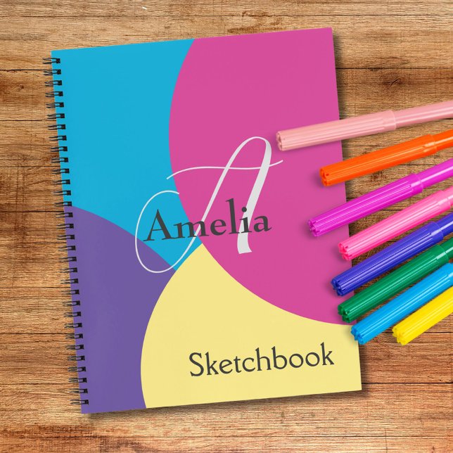 Colourful Monogram Name Sketchbook Notebook (Creator Uploaded)