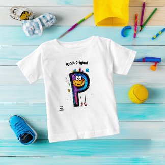 Colourful Monogram P – Fun and Customizable Design Baby T-Shirt