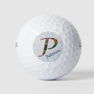 Colourful Monogram P Tie-dye Style Letter Initial Golf Balls