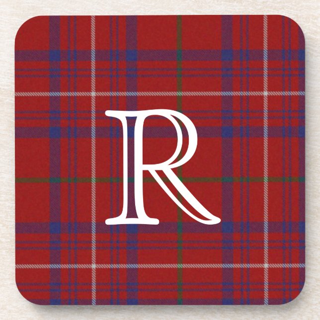 Colourful Monogram Plaid Coaster (Front)