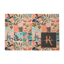 Colourful Monogram Script Retro Floral Pattern