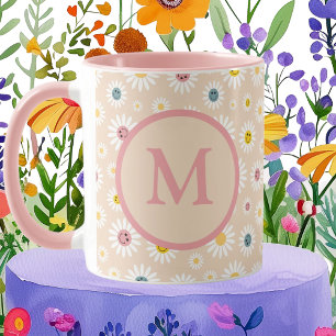 Colourful Monogram Smiling Daisy personalised Mug