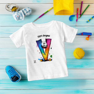 Colourful Monogram V – Fun and Customizable Design Baby T-Shirt