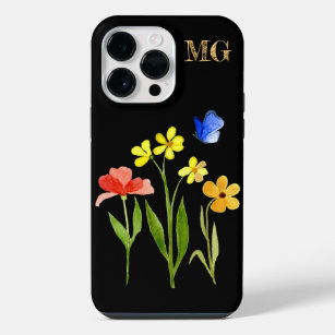 Colourful Monogram Wildflower with Butterfly iPhone 14 Pro Max Case