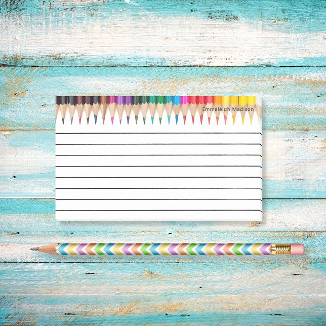 Colourful Monogramed Coloured Pencils Lined Post-it Notes (Creator Uploaded)