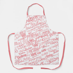 Colourful Monogrammed pink First Name white Apron